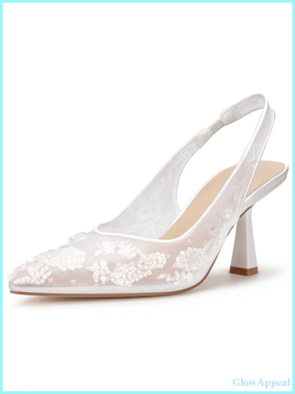 Embroidered Rhinestone Kitten Heel Slingback Pumps
